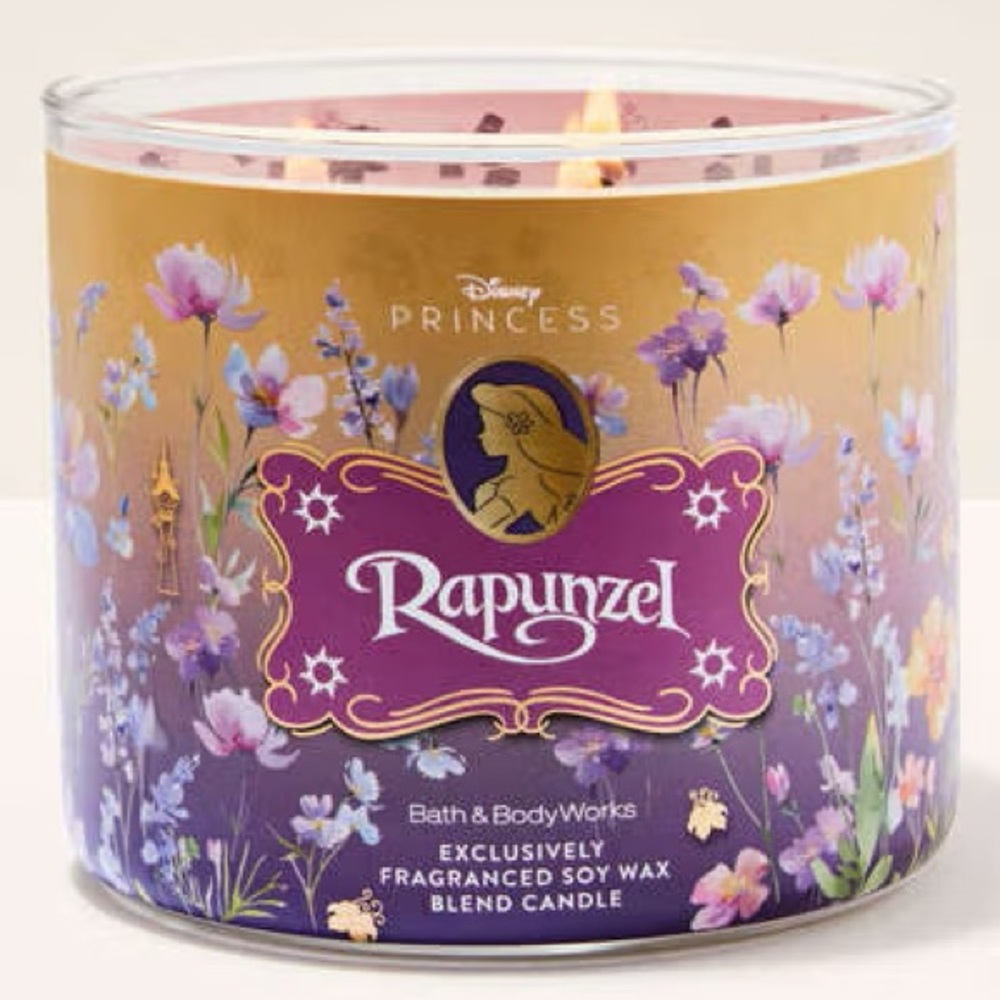 Bath & Body Works Disney Rapunzel 3 Wick Candle - Purple and Gold New
